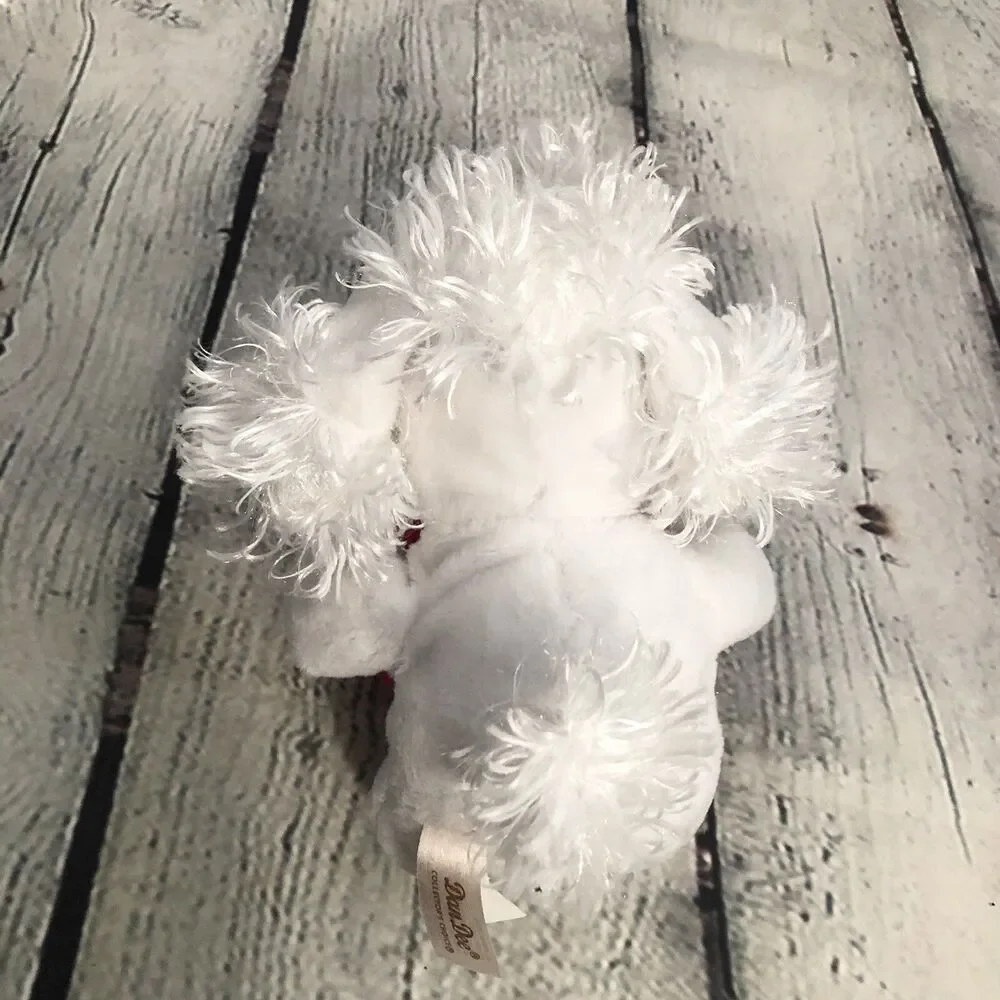 Dan Dee White Poodle Dog Plush Holding Heart Stuffed Animal Long Snout Valentine